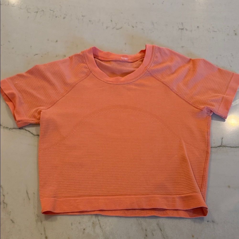 Lululemon Swiftly Tech Crop Top in Coral Kiss